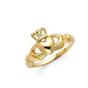 14k Solid Gold Dainty Irish Claddagh Ring - Size 7 NIB